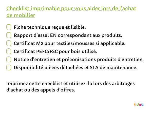 check-list pour acheter du mobilier pour collectivité